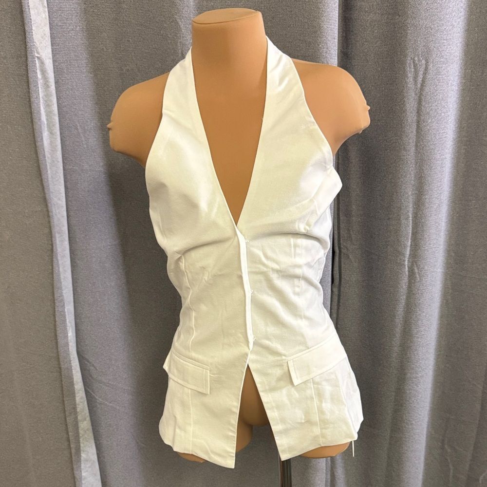 White Halter Neck Women's Top